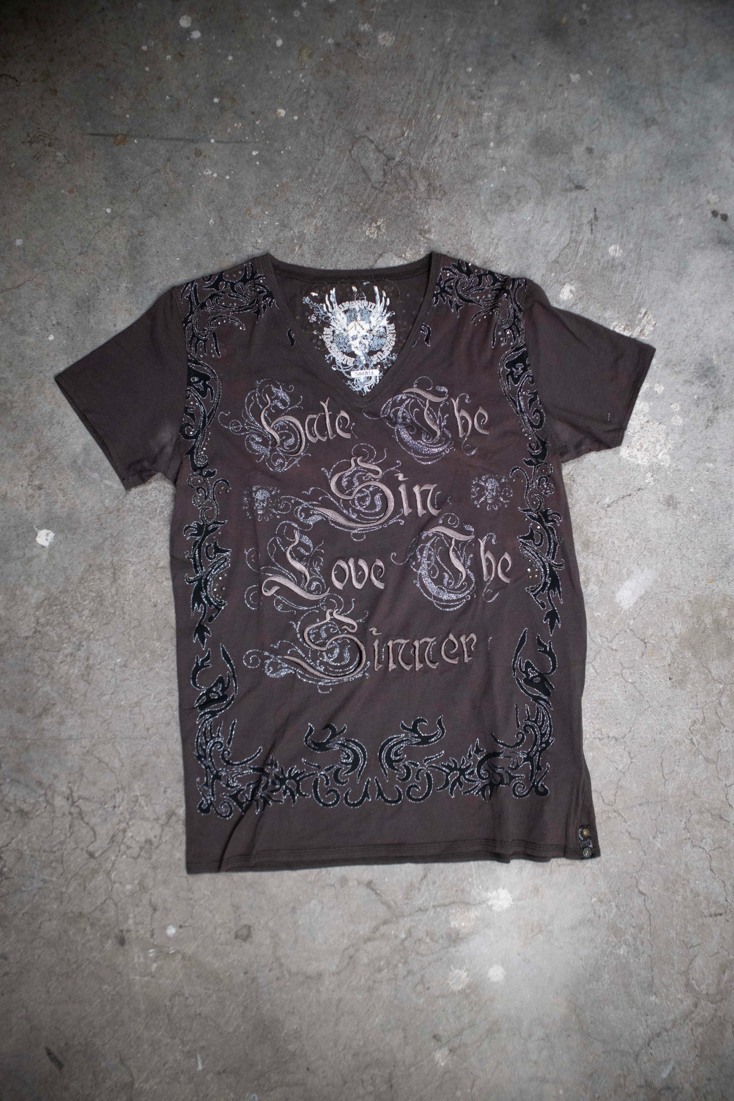 Y2K Graphic Shirt "Hate the Sin Love the Sinner"