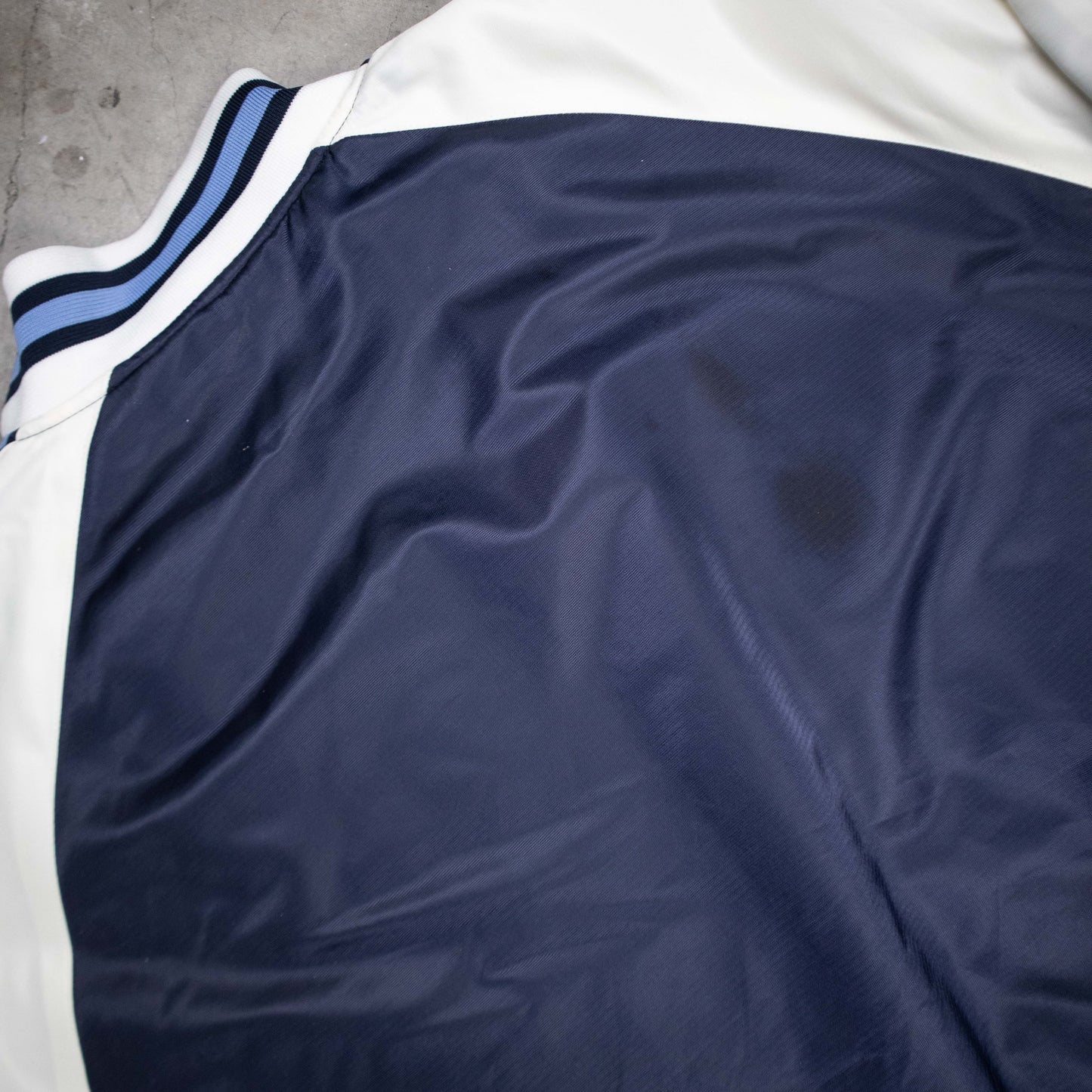 Avirex Puffer Varsity Jacket - Navy and White