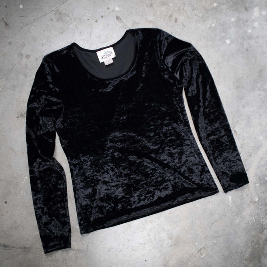 Patty Black Velvet Longsleeve Top