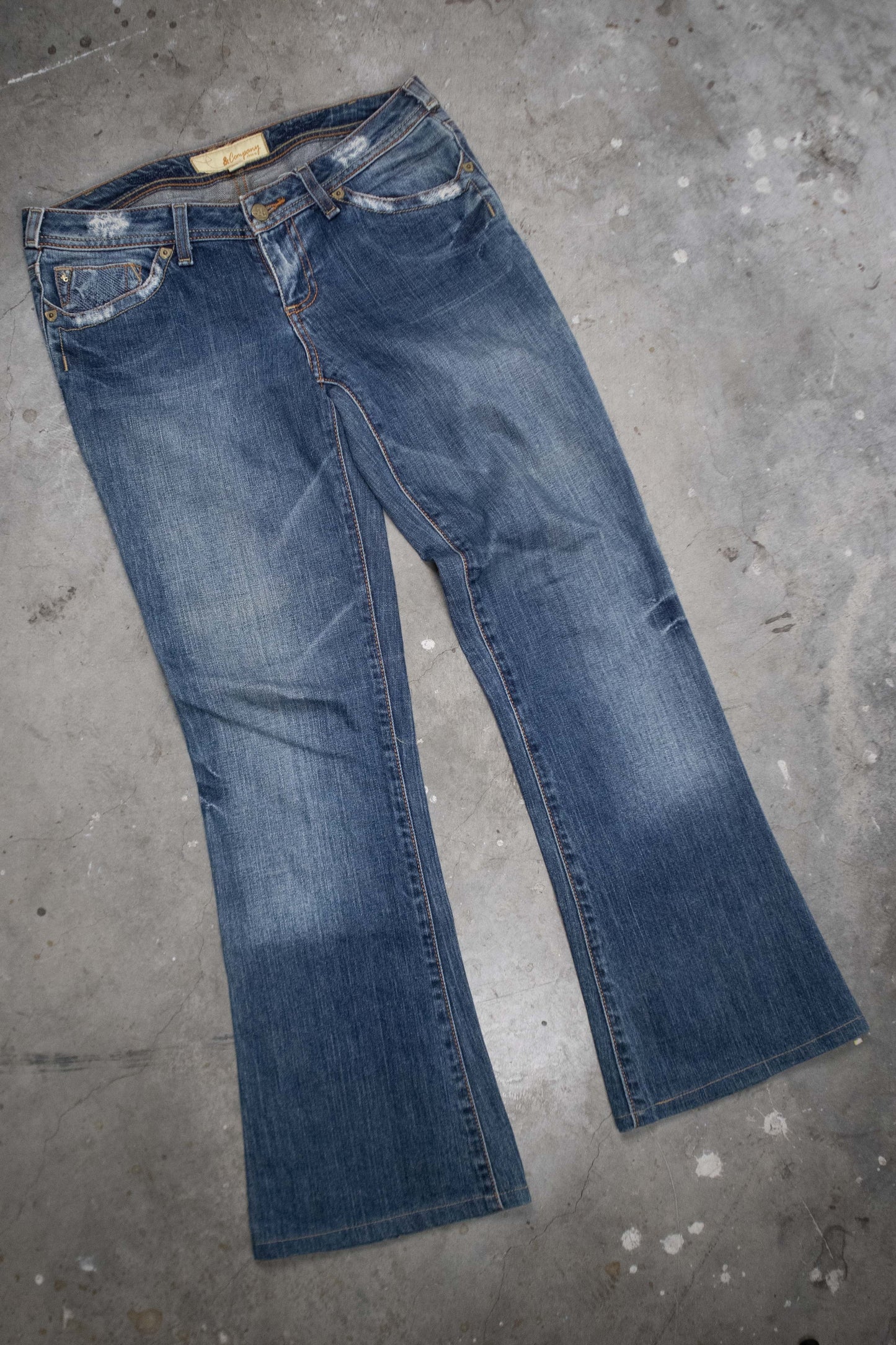 New York & Company Flared Washed Denim Jeans