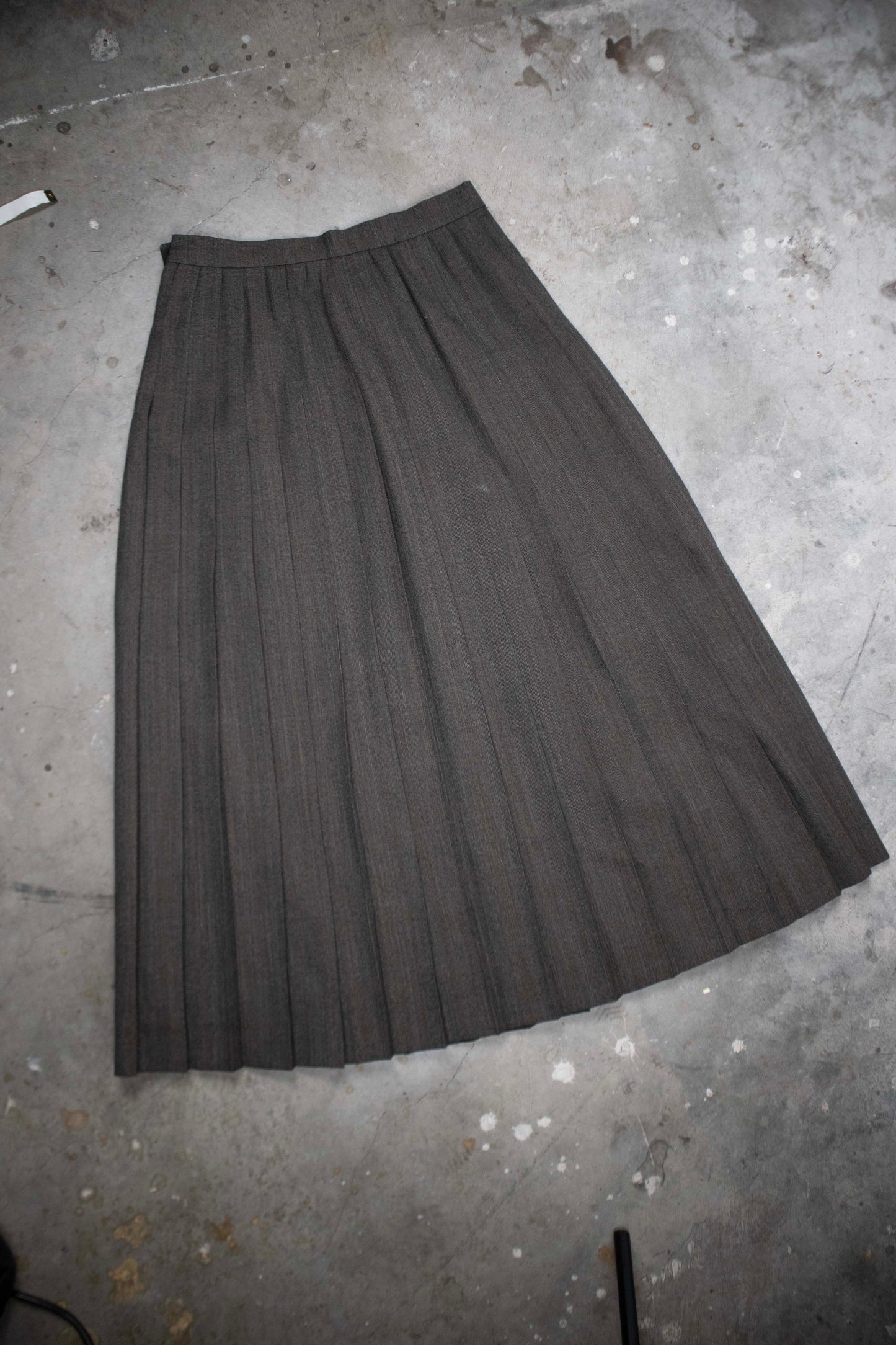 Vintage Long Wool Pleated Midi Skirt