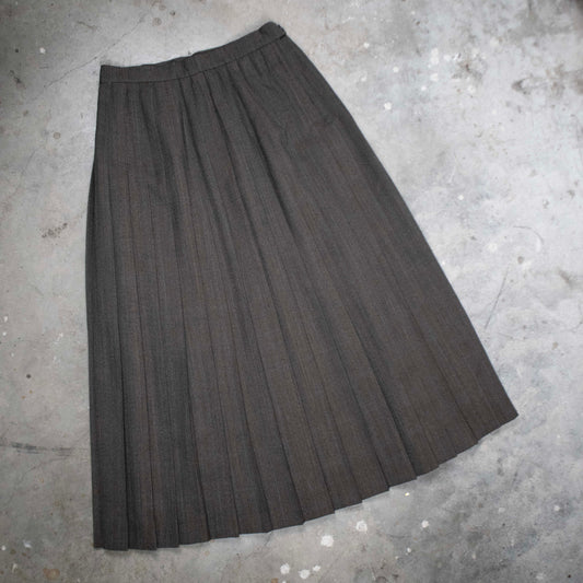 Vintage Long Wool Pleated Midi Skirt