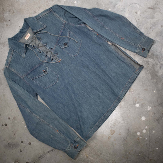 Sugarcane Denim Lace-Up Western Shirt