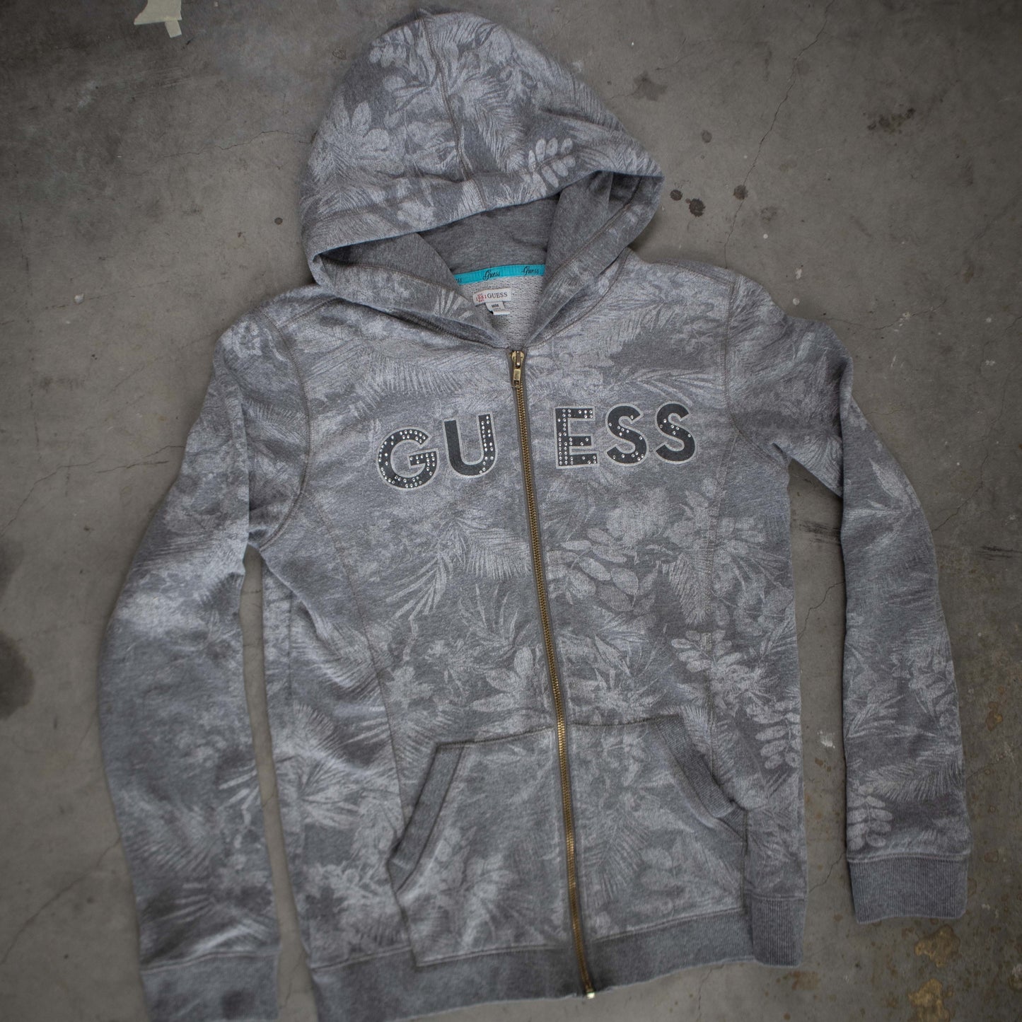 Guess Y2K All Over Print Floral Zip Up Hoodie