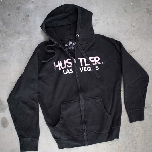 Hustler Las Vegas Black Zip Up Hoodie Made in USA