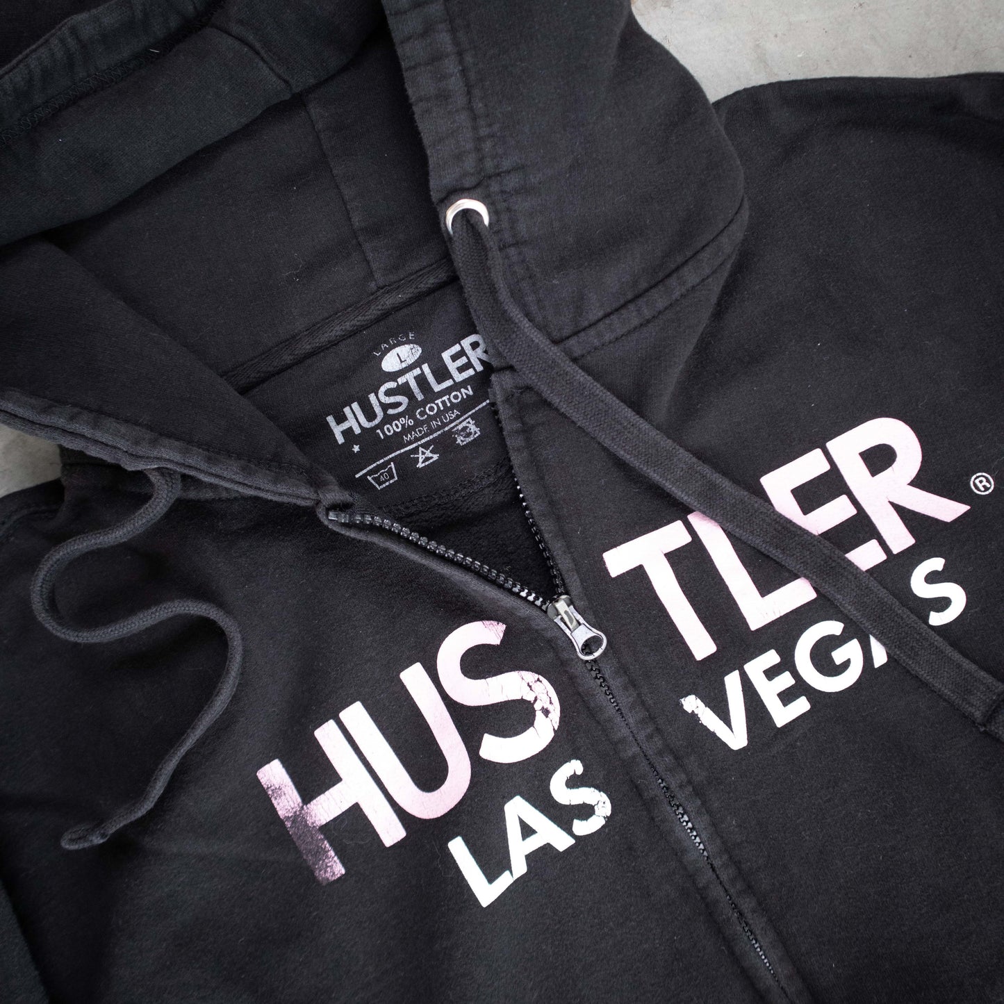 Hustler Las Vegas Black Zip Up Hoodie Made in USA