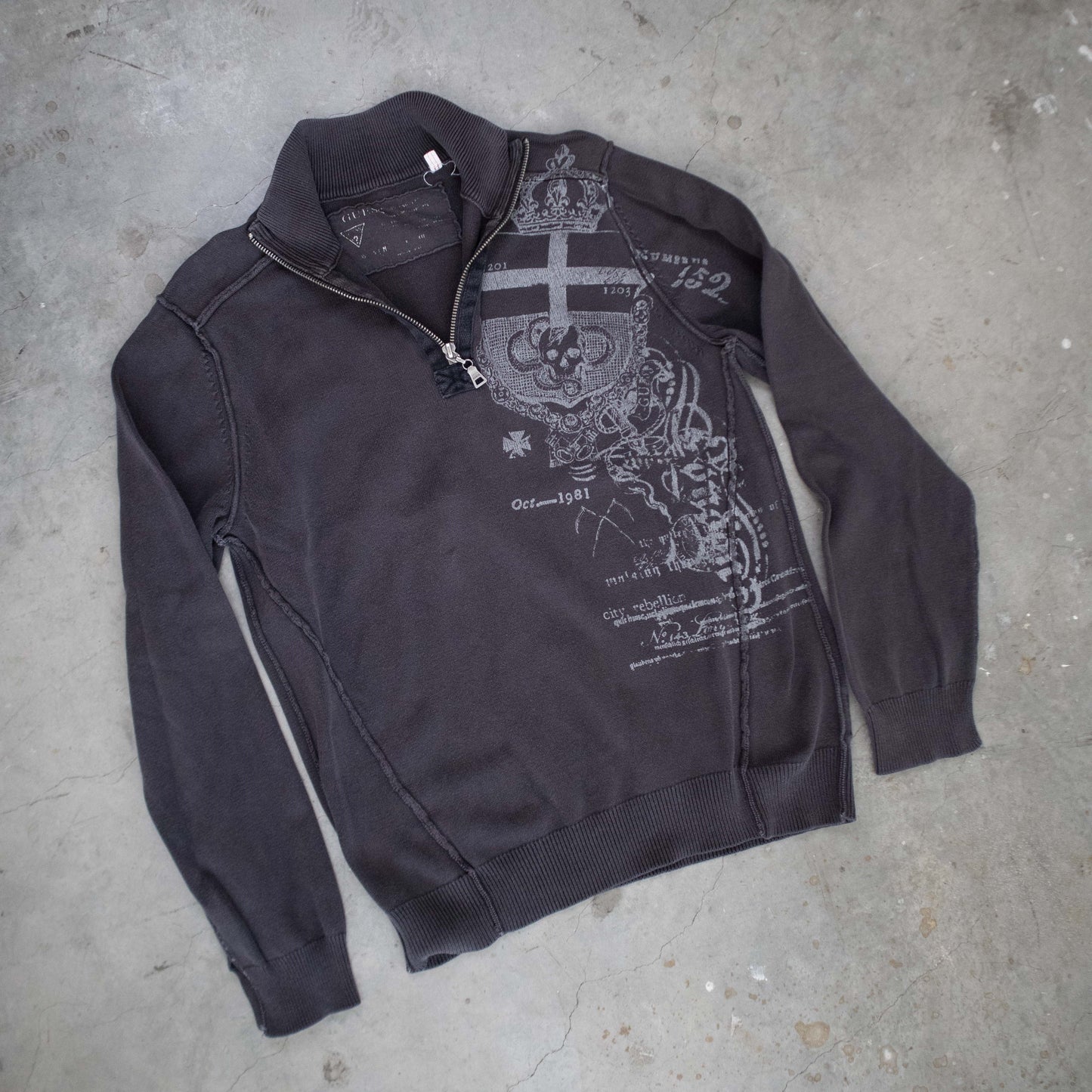 Guess Y2K Skull and Cross Zip Up