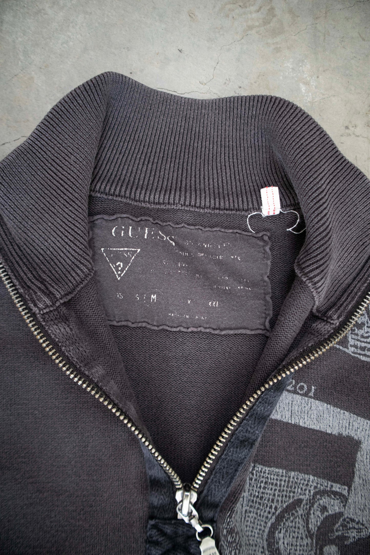 Guess Y2K Skull and Cross Zip Up