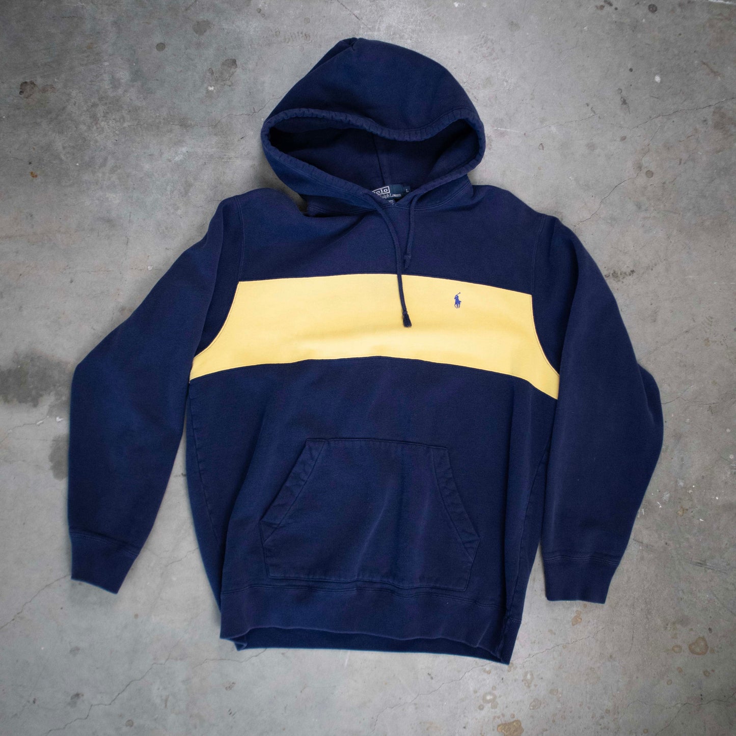 Polo Ralph Lauren Navy/Yellow Colorblock Hoodie