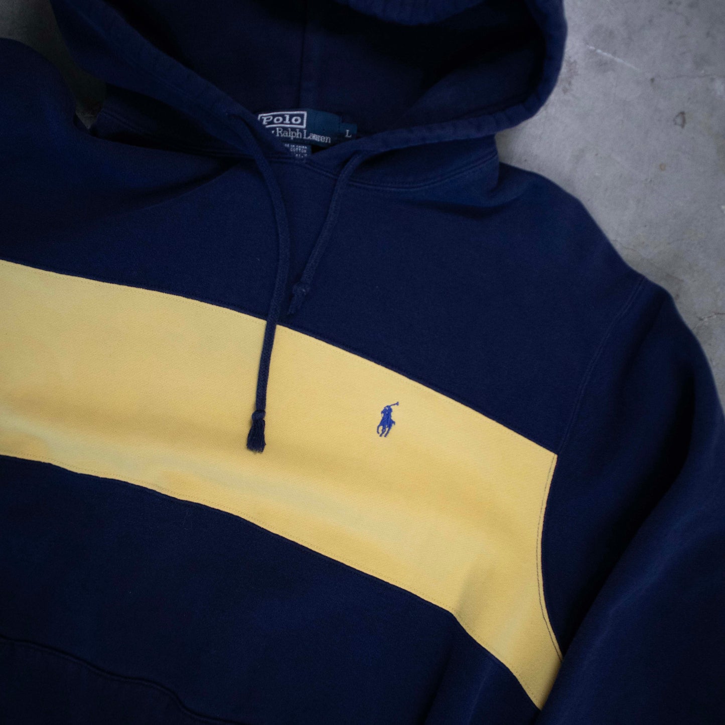 Polo Ralph Lauren Navy/Yellow Colorblock Hoodie