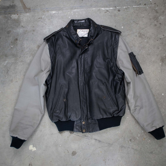 Two Tone Black and Gray Leather Jacket